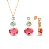 Ensemble trois pierres Swarovski en argent sterling plaqué or rose - Élégance féminine