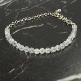 925 Sterling Silver Rock Crystal Beaded Anklet - Elegant Summer Style