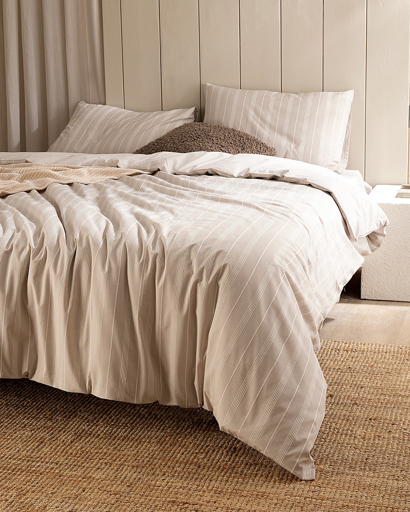Cotton Blend Double Duvet Set - Subtle Woven Texture