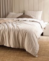 Cotton Blend Double Duvet Set - Subtle Woven Texture