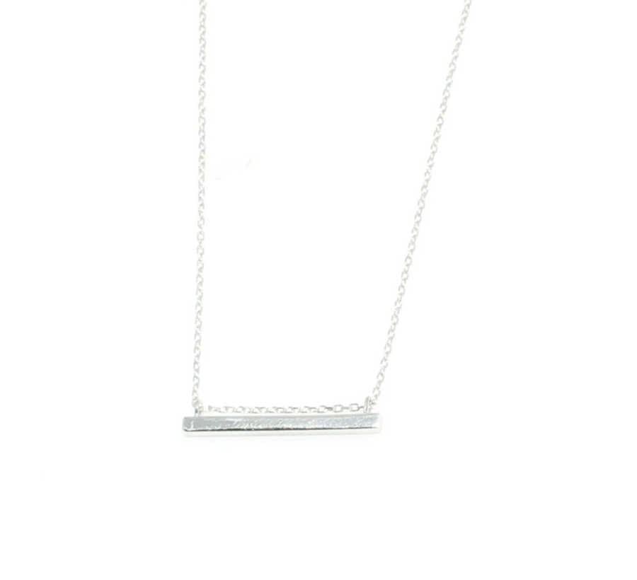 Sterling Silver Bar Pendant Necklace - Modern Minimalist Style