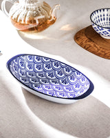 New Bone China Oval Plate with Handles - Rêve Bleu Design