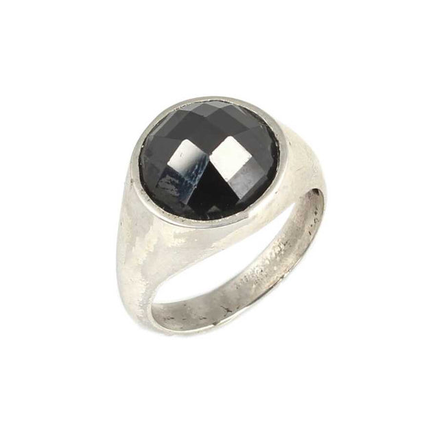 925 Sterling Silver Men's Ring with Polished Onyx Stone