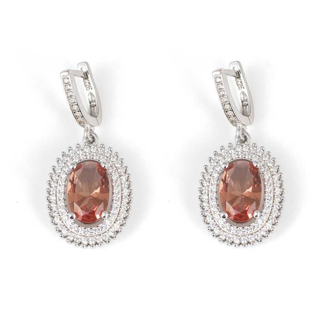 925 Sterling Silver Oval Zultanite & Zircon Double Row Earrings