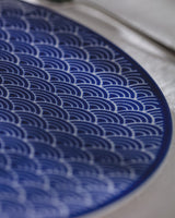 New Bone China Serving Plate - Sapphire Blue & White Design