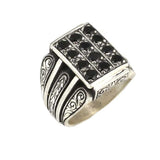Premium Sterling Silver Black Zircon Men's Ring