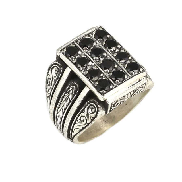 Premium Sterling Silver Black Zircon Men's Ring
