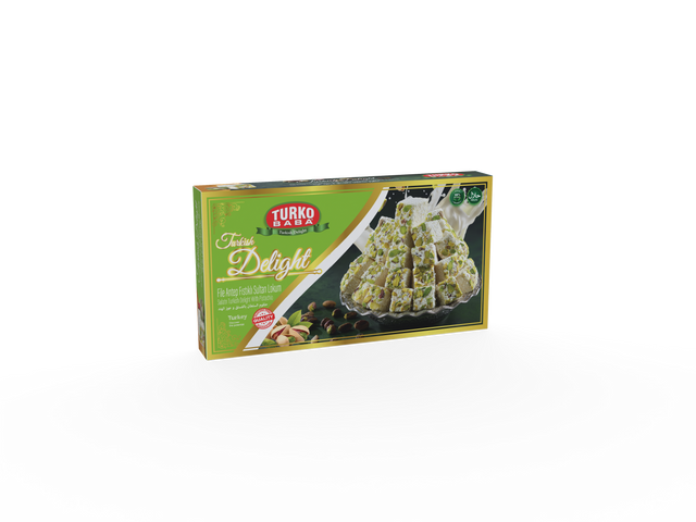 TURKOBABA Professional Sliced Pistachio Turkish Delight Lokum - 225g