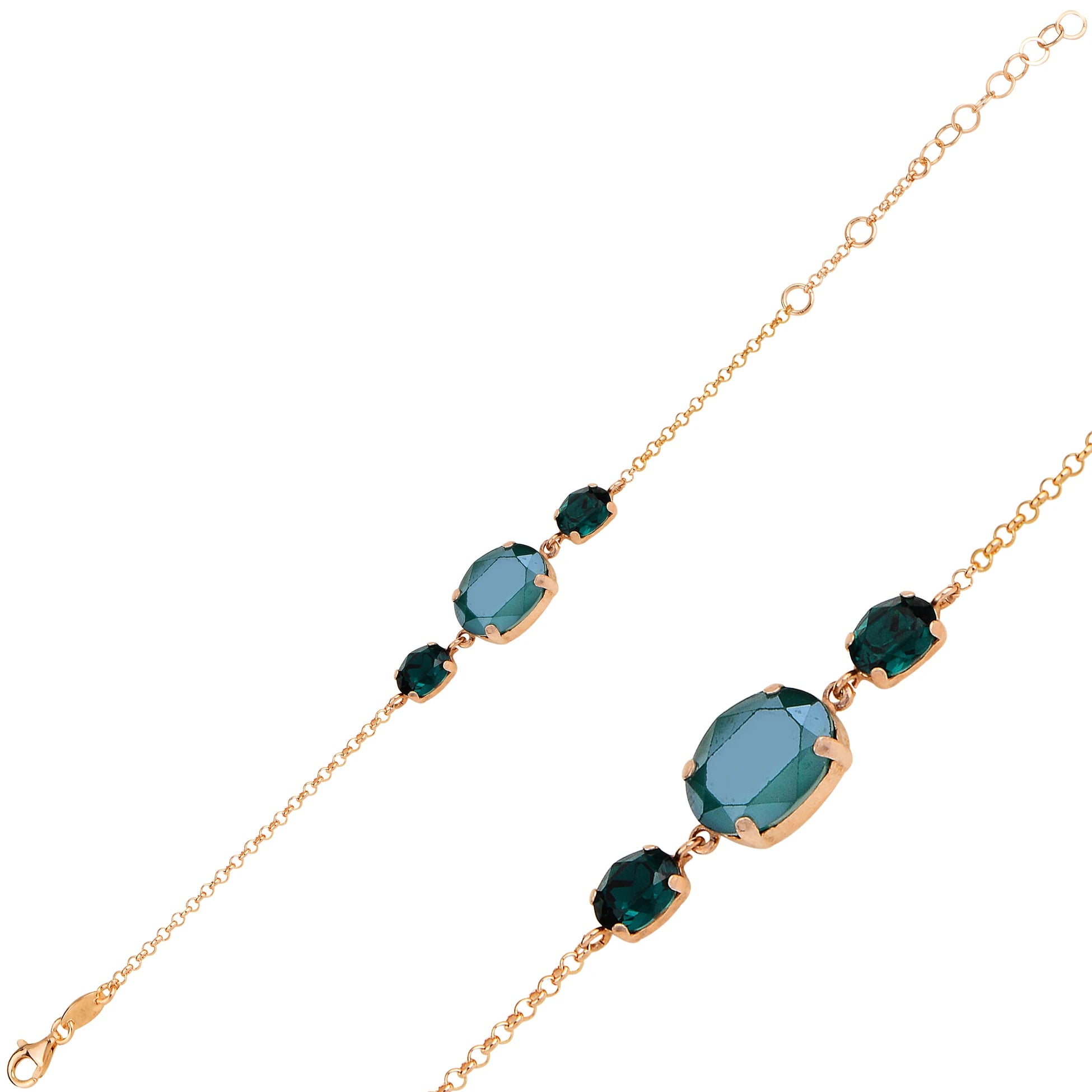 Oval Cut Crystal Bracelet - Dazzling Elongated Link Design