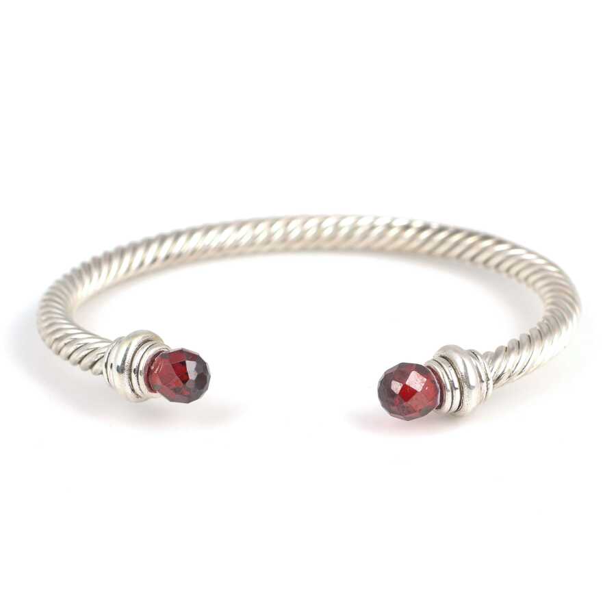 Professional Sterling Silver Garnet Stone Men's Bracelet