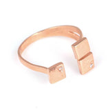 925 Sterling Silver Zircon Ring - Elegant Triple Square Setting