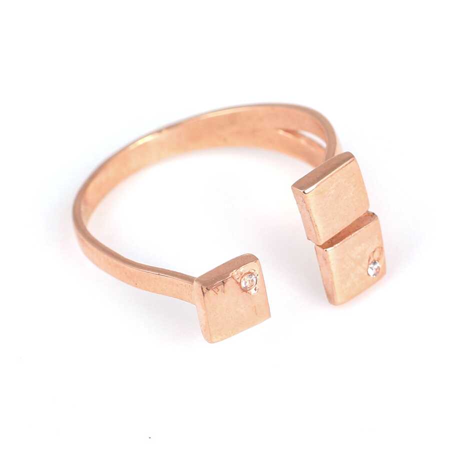 925 Sterling Silver Zircon Ring - Elegant Triple Square Setting