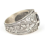Premium 925 Sterling Silver Onyx Square Corner Men's Ring