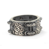 925 스털링 실버 블랙 산화 앤티크 패턴 반지