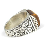 Sterling Silver Tiger Eye Ring - Rectangular Statement Design