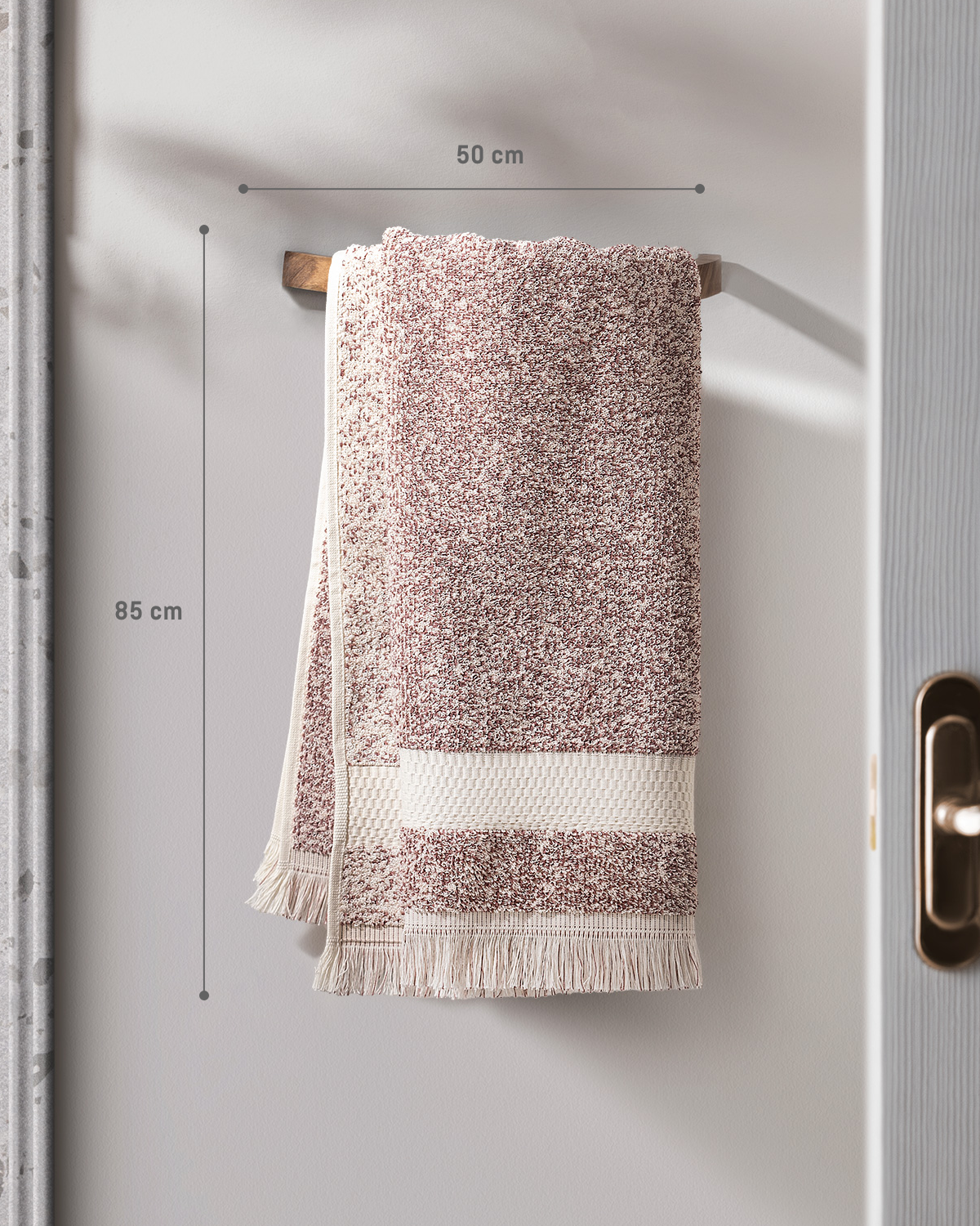 Yarn Dyed Cotton Face Towel - Soft & Absorbent - Powder Pink - 50x85 cm
