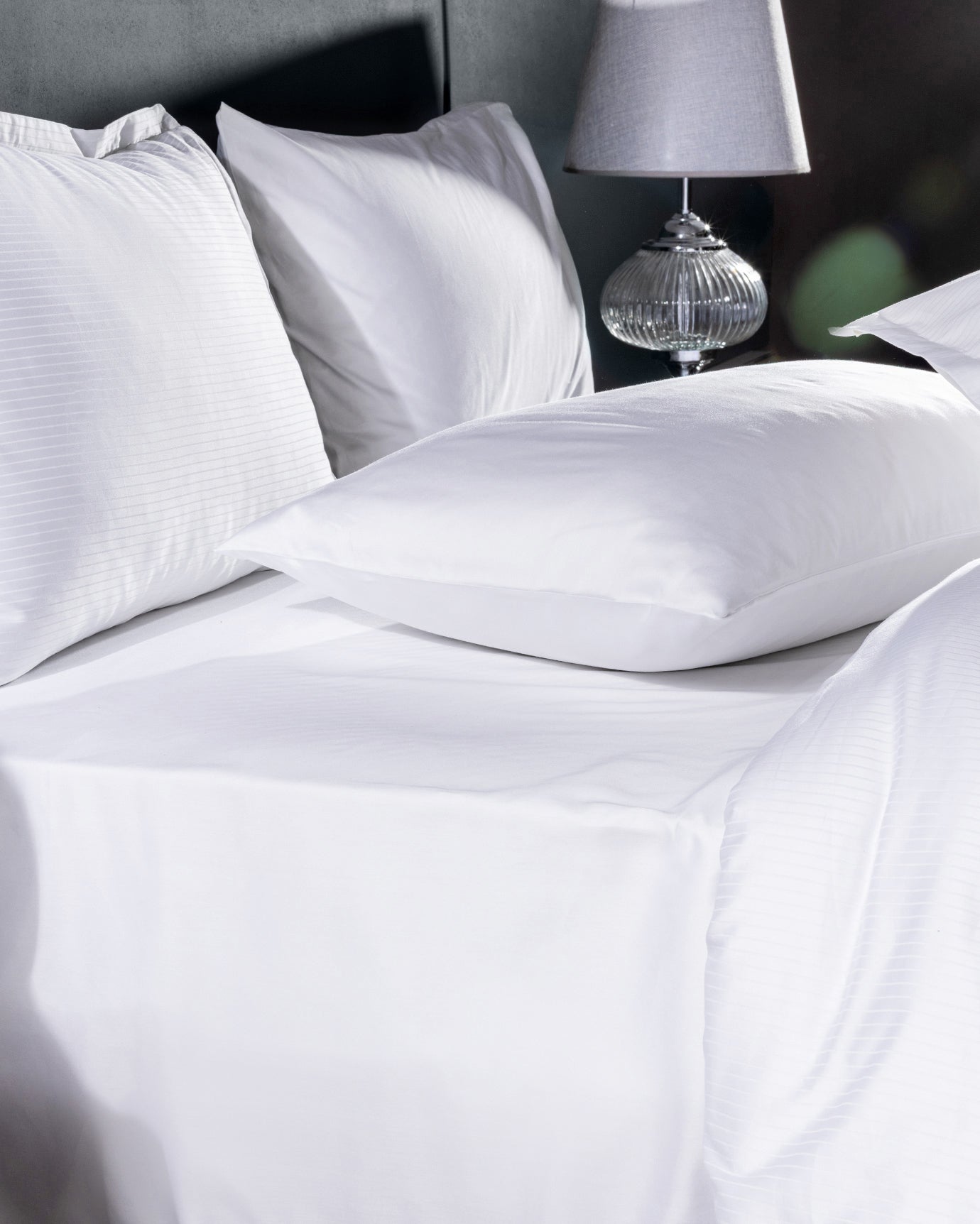 Luxury 100% Cotton Sateen King Size - Striped Duvet Cover Set