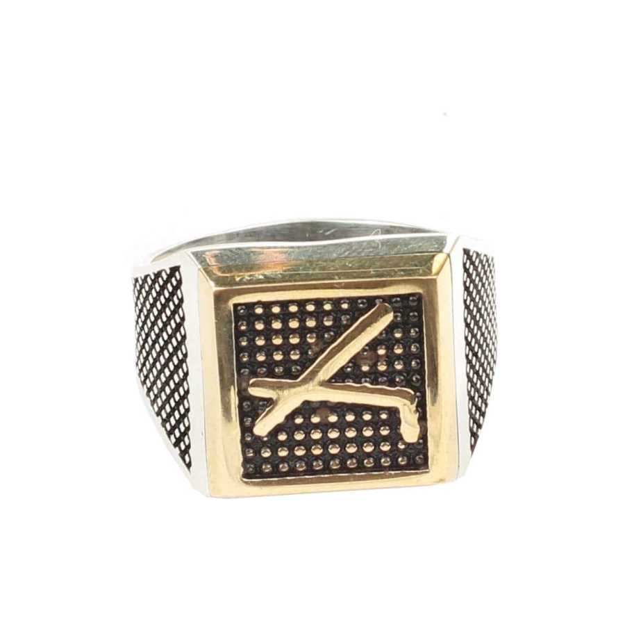 925 Sterling Zilver & Brons Herenring - Cepni Motief & Gestippeld Ontwerp