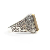 Men's 925 Sterling Silver Ring with Bold Square Zircon Stone