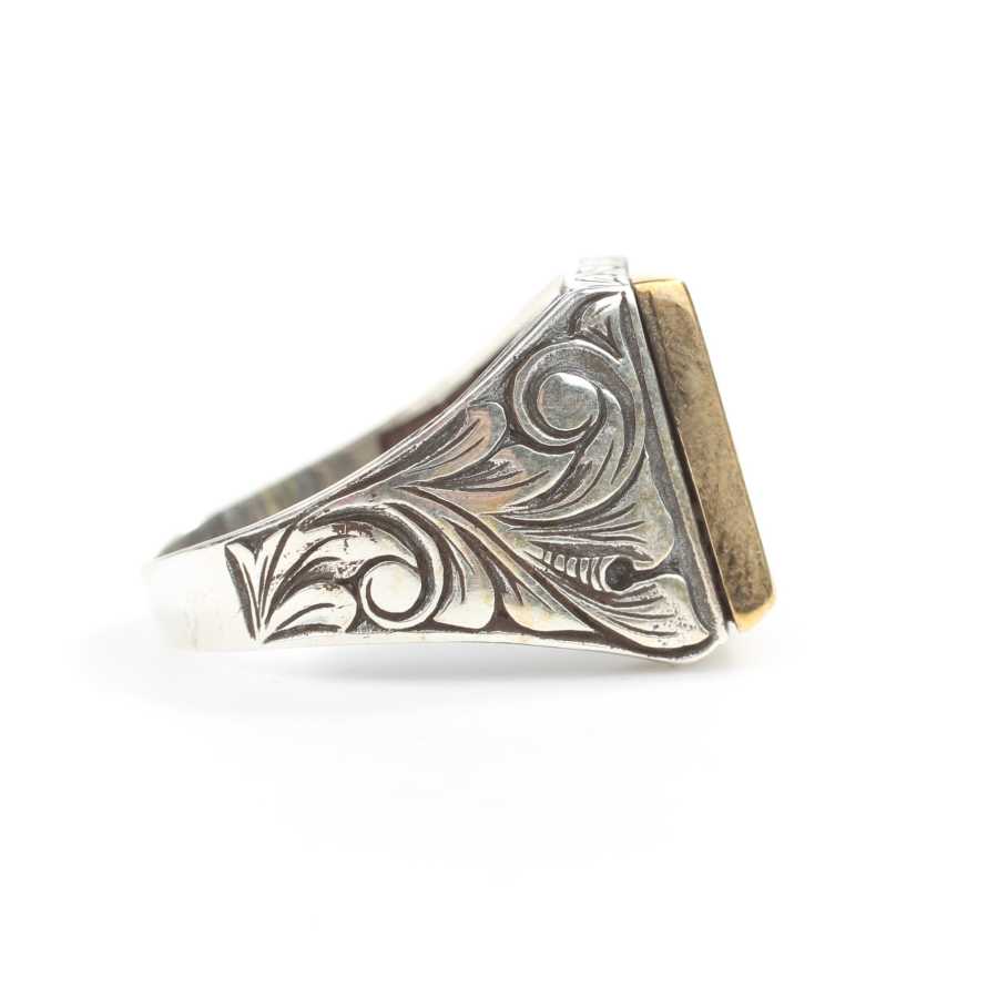 Men's 925 Sterling Silver Ring with Bold Square Zircon Stone