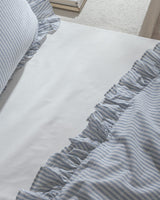 Cotton Blend King Size Duvet Cover Set - Ruffled Yarn Dyed