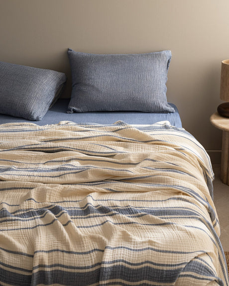 Premium 100% Cotton Muslin Double Piqué Bed Set - Soft & Breathable