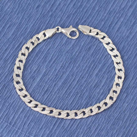 Sterling Silver Patterned Gourmet Chain Bracelet