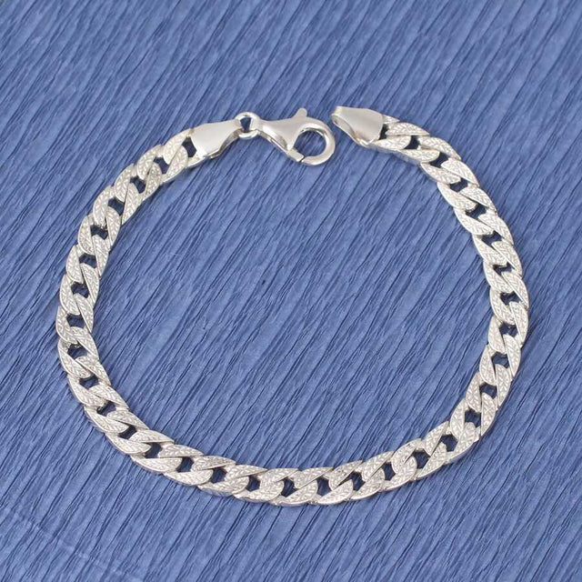 Sterling Silver Patterned Gourmet Chain Bracelet