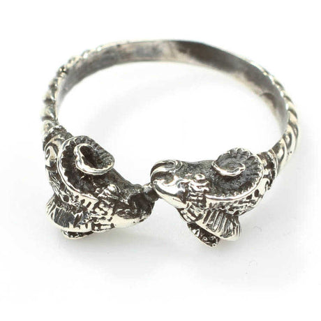 925 Sterling Silver Ram Head Ring - Distinctive Animal Motif