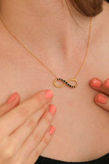 Elegant 925 Sterling Silver Black Zircon Pave Infinity Necklace