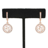 Elegant 925 Sterling Silver Round Baguette Zircon Dangle Earrings
