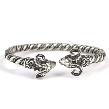 Professional 925 Sterling Silver Ram Head Twisted Bangle