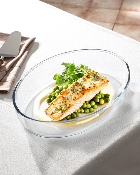 Large Oval Borosilicate Glass Baking Dish - Oven Safe Bakeware