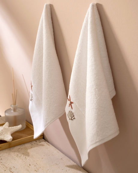 Premium 100% Cotton 2-Piece Hand Towel Set - Ethe Embroidered Design