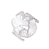 925 Sterling Silver Wide Butterfly Open Cuff Bangle Bracelet