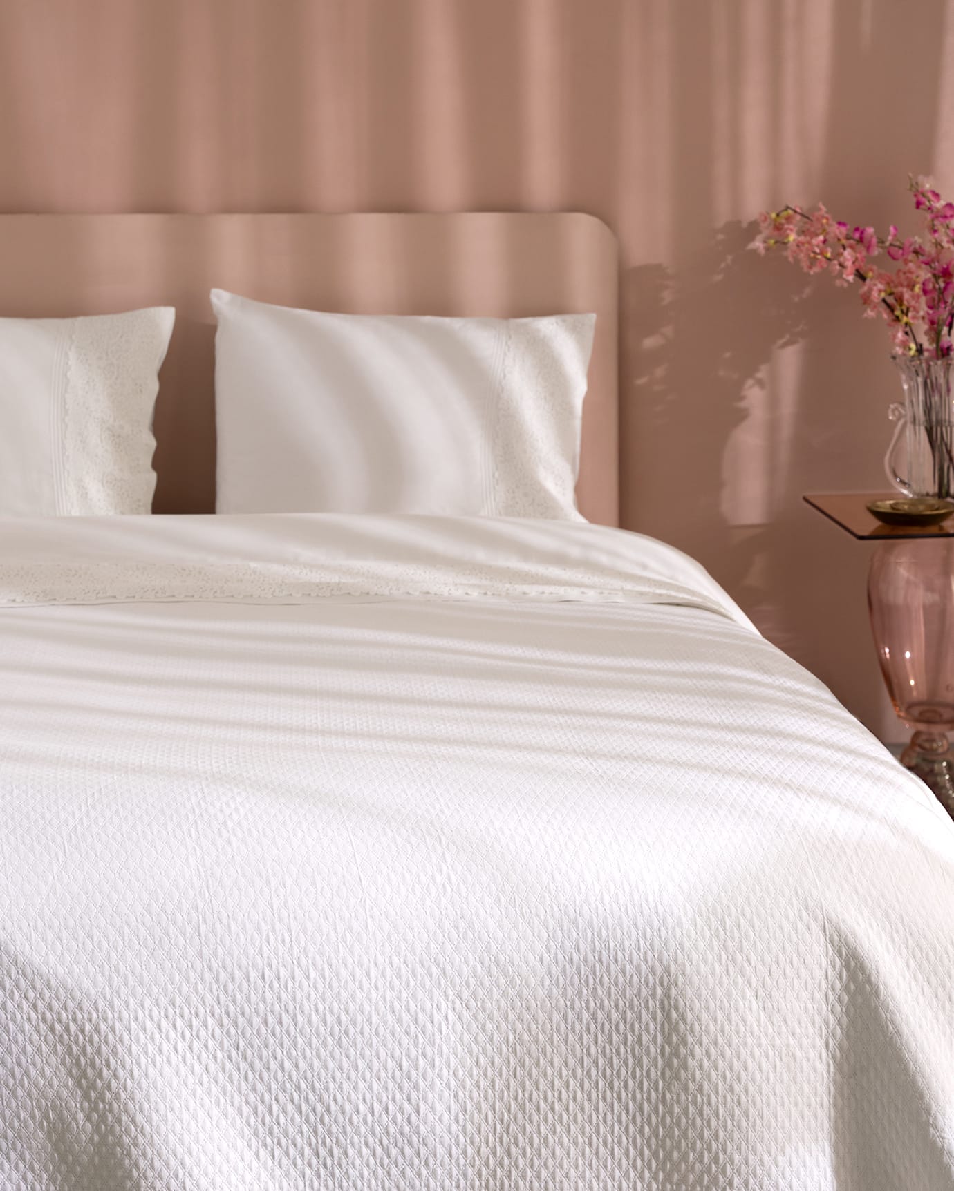 100% Cotton Double Pique Set - Elegant Lace Trim