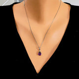 Premium Sterling Silver Amethyst Drop Necklace