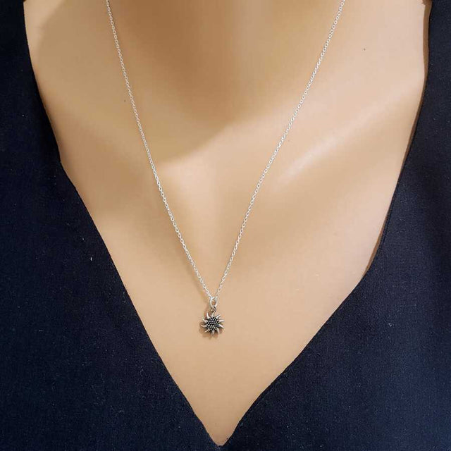 Sterling Silver Tiny Sun Pendant Necklace - Dainty Minimalist