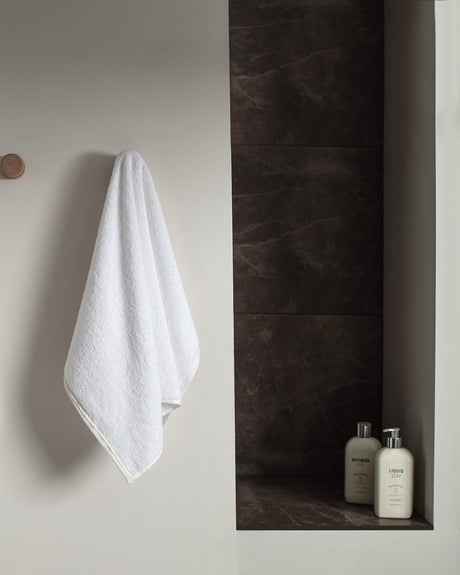 Soft 100% Cotton Face Towel - Absorbent White & Yellow