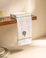 Artichoke Embroidered Dish Towel Set of 2 - White and Green Kitchen Towels