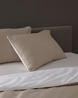 100% Cotton Sateen Double Duvet Cover Set - Printed & Piped Design