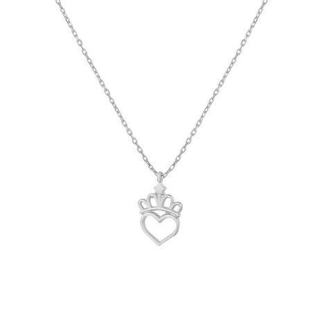 925 Sterling Silver Crown Heart Pendant Necklace - Symbol of Love