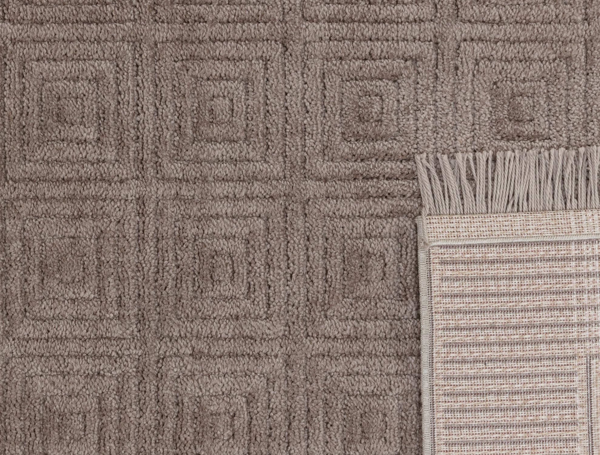 Laura Fringed Area Rug - Soft Mink Floor Carpet