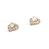 925 Sterling Silver Heart Stud Earrings with Dazzling Zirconia