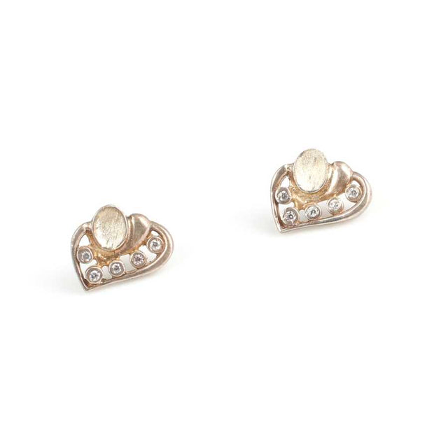 925 Sterling Silver Heart Stud Earrings with Dazzling Zirconia
