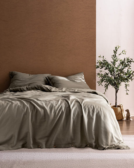 100% Cotton Full/Queen Duvet Cover Bedding Set, Soft & Breathable, Taupe