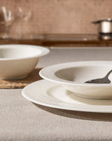 New Bone Porcelain Dinnerware Set for 6 - Relief Design