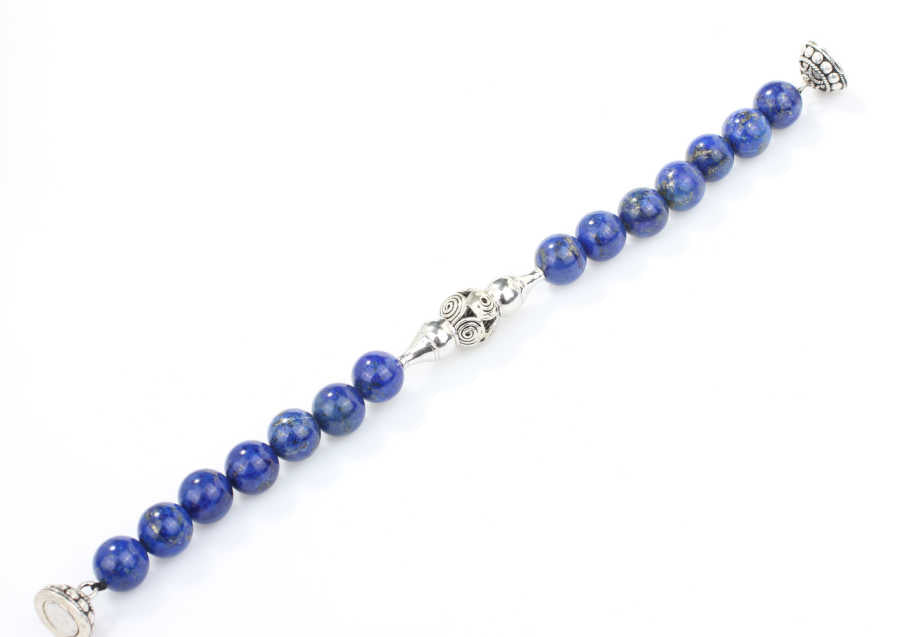 Náramek pro muže ze stříbra s lapisem lazuli – magnetické zapínání
