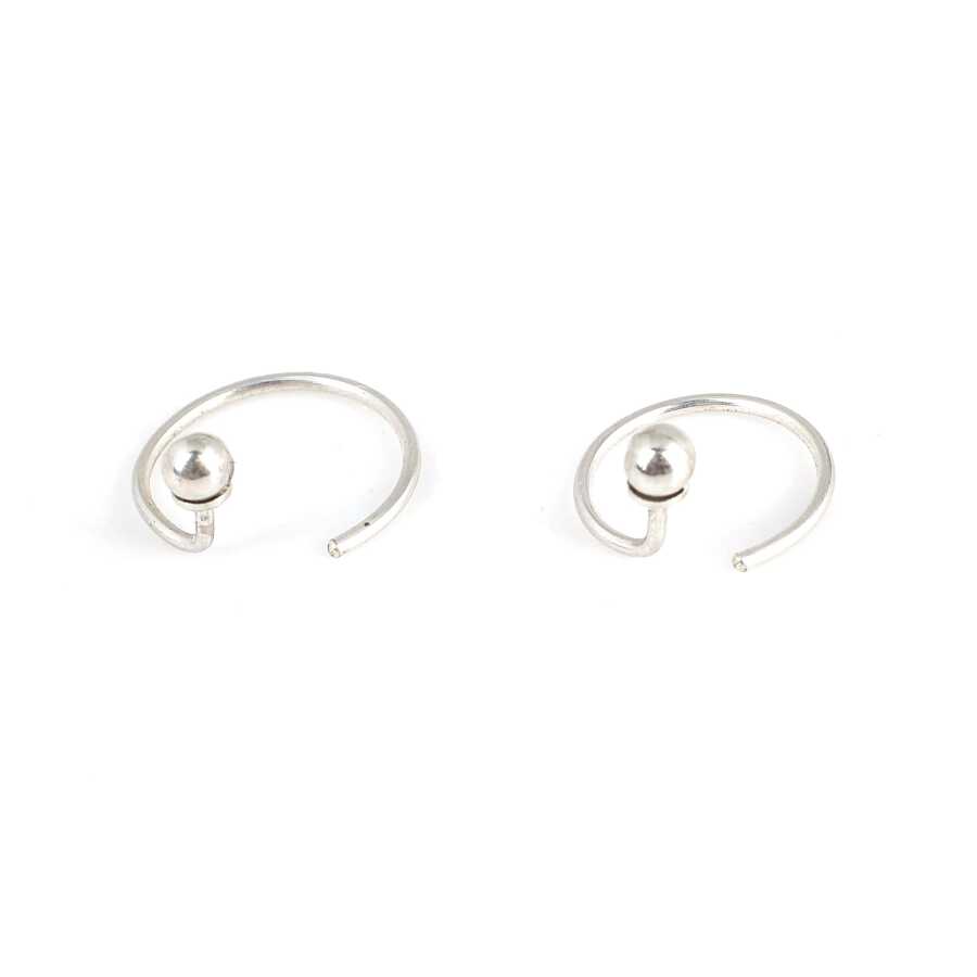 925 Sterling Silver Hoop Earrings - Minimalist Round Ball Design