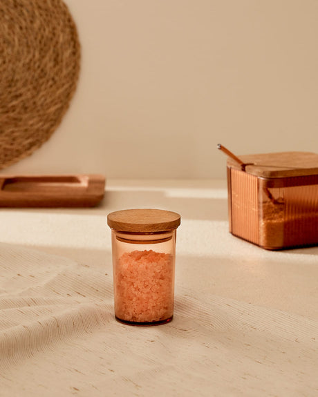 Wood Lid Spice Jar - Glass Food Storage Container